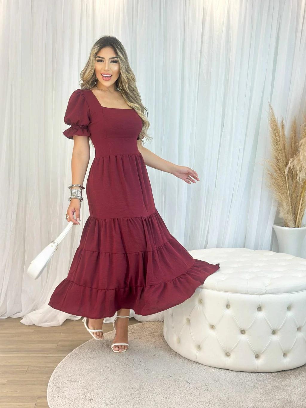 Vestido Longo de Manga Princesa c/ Pala Larga - Duna