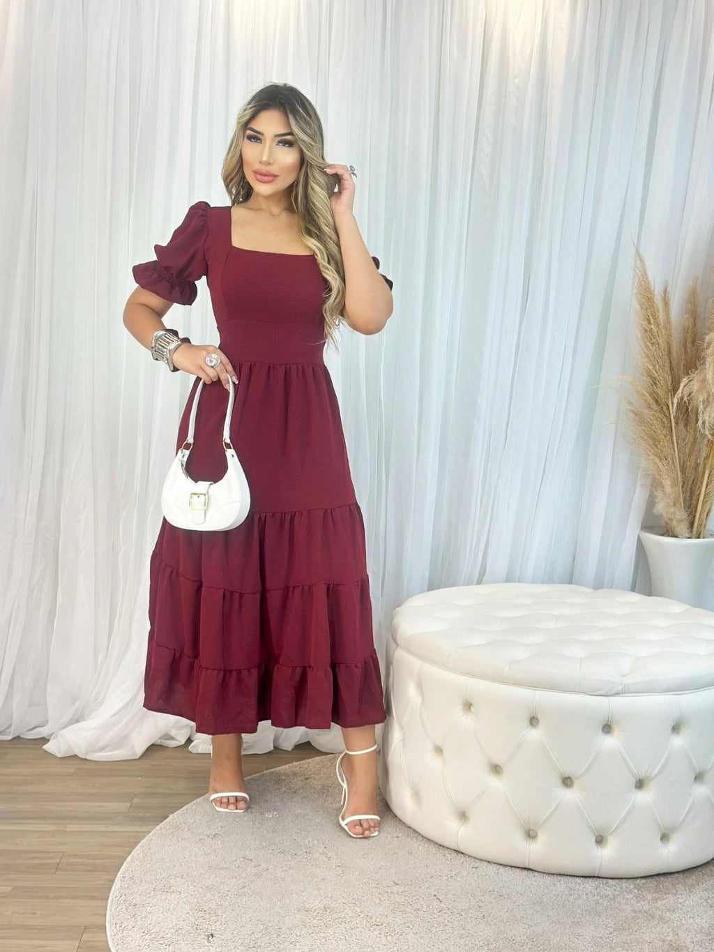 Vestido Longo de Manga Princesa c/ Pala Larga - Duna